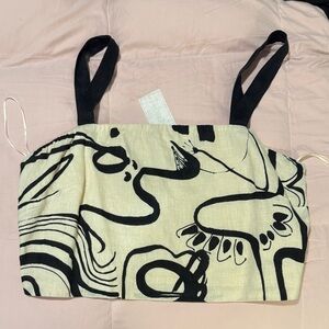 Magaschoni Abstract Black and Cream Crop Top